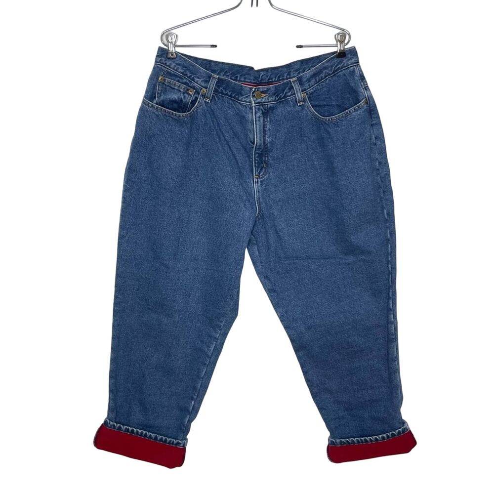 Vintage L.L. Bean Women’s Size 18P Relaxed Fit High Rise Red Fleece-Lined Jeans